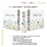 Wildflower Wedding Bridal Personalized 2" 3 Ring Binder