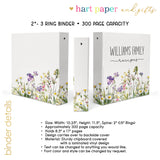 Wildflowers Personalized 2" 3 Ring Recipe Book Binder