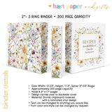 Wildflowers Personalized 2" 3 Ring Recipe Book Binder
