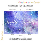 Stars Sky Moon Space Galaxy Personalized 2-Pocket Folder