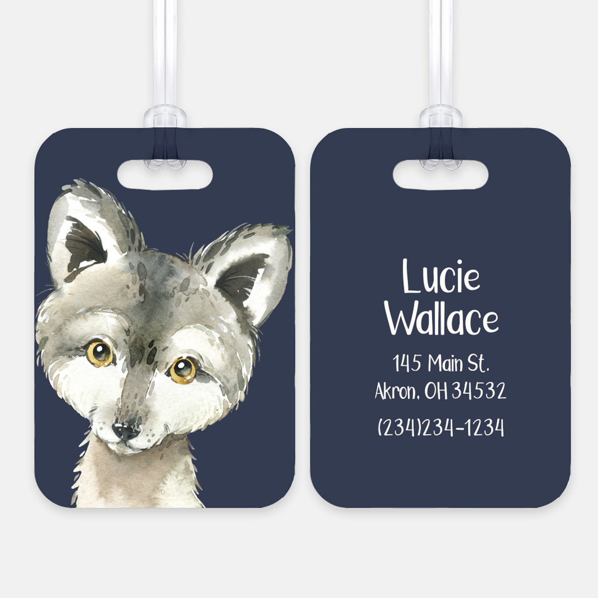 Wolf Luggage Bag Tag Personalized Custom
