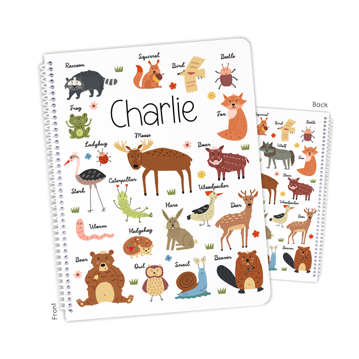Woodland Animals Personalized Custom Notebook or Sketchbook • School Office Supplies