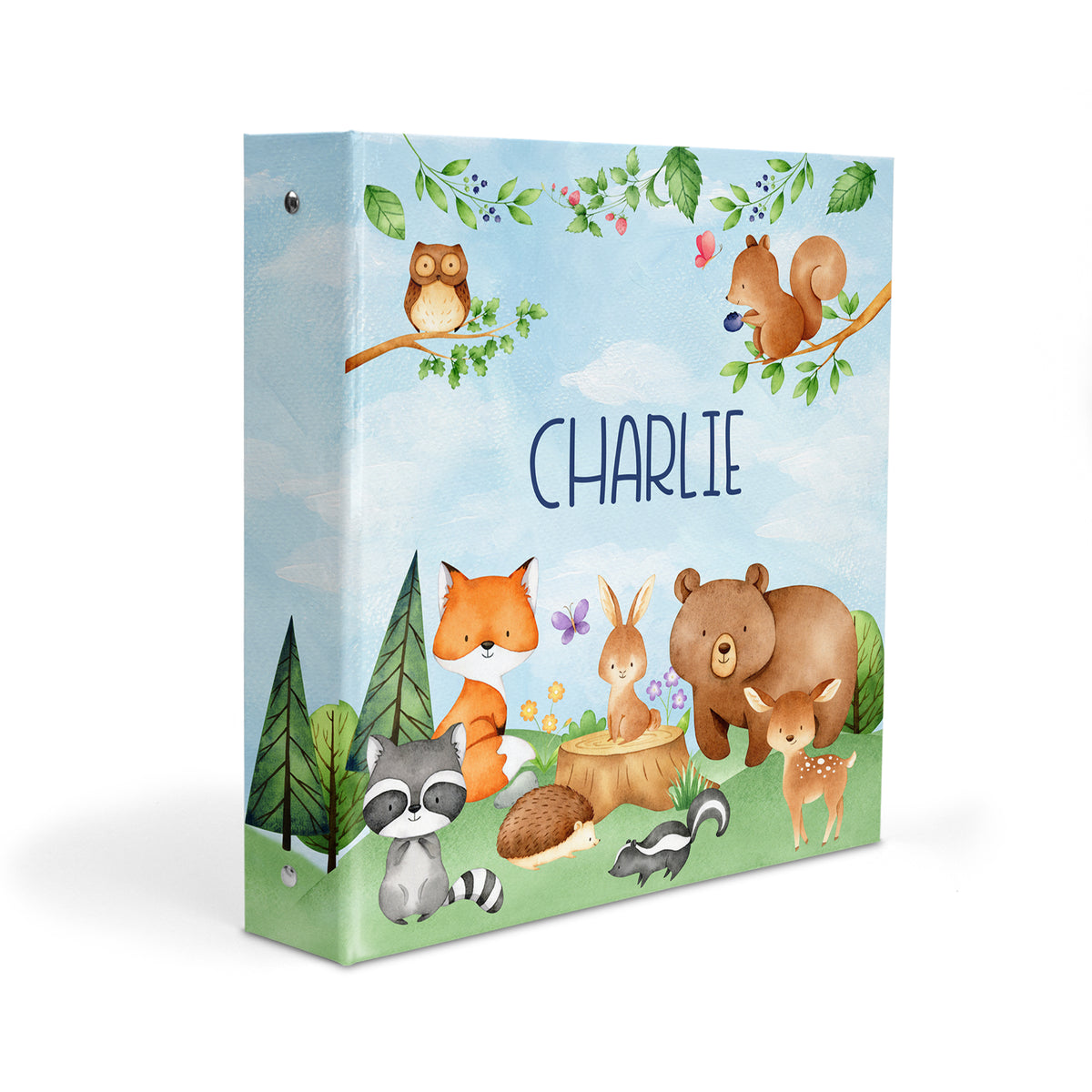 Woodland Animals Personalized Custom 2" 3 Ring Binder • School Office Supplies