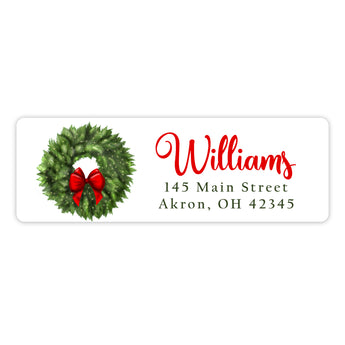 Holiday Wreath Return Address Labels • Self Adhesive Stickers