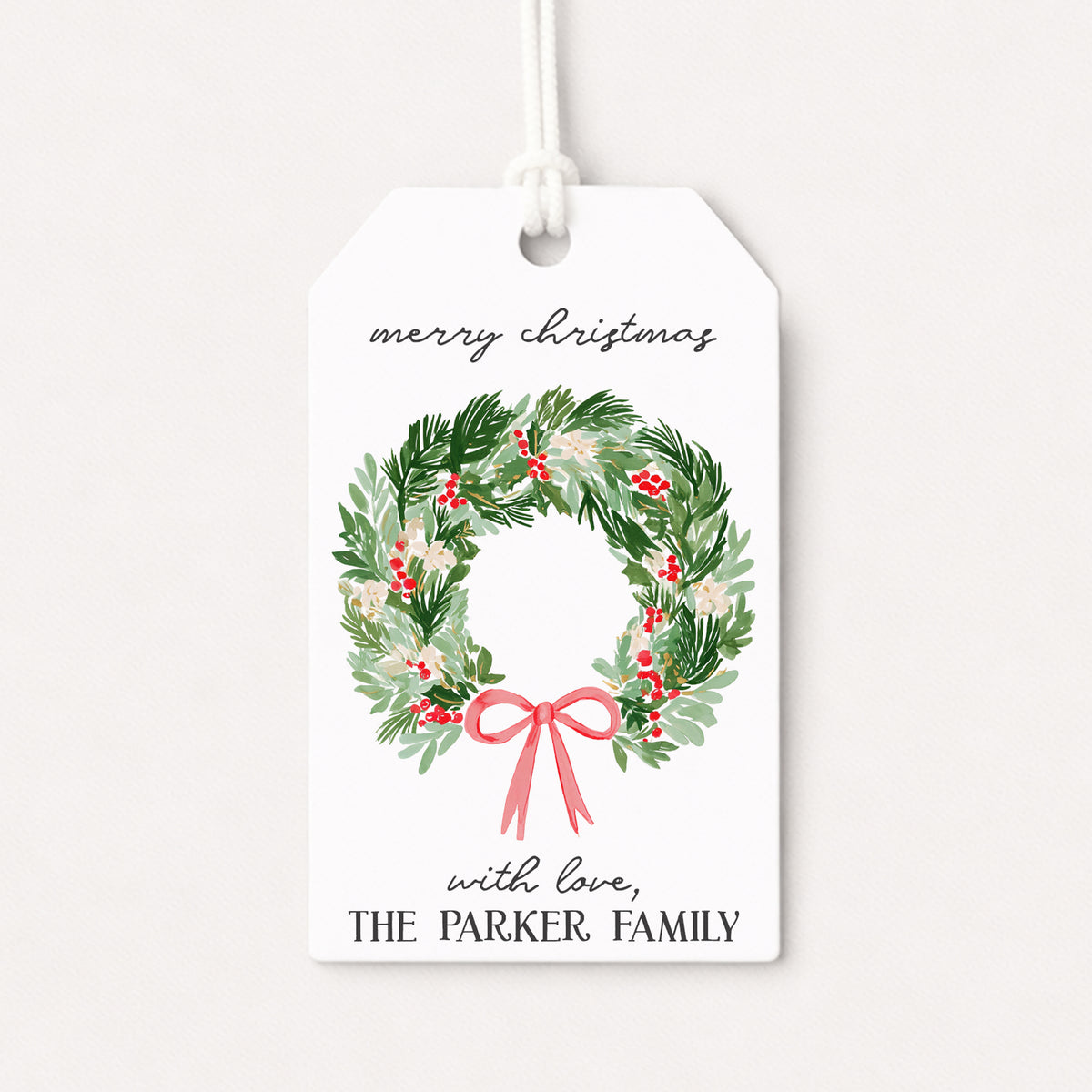Whimsical Wreath Personalized Gift Tags • Christmas Holiday Gift Wrapping • Custom Family Name Tag • Gifts