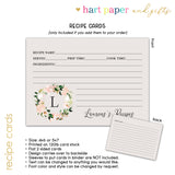 Flowers Wreath Personalized 2" 3 Ring Recipe Book Binder