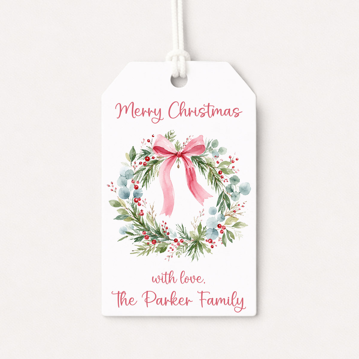 Whimsical Wreath Personalized Gift Tags • Christmas Holiday Gift Wrapping • Custom Family Name Tag • Gifts