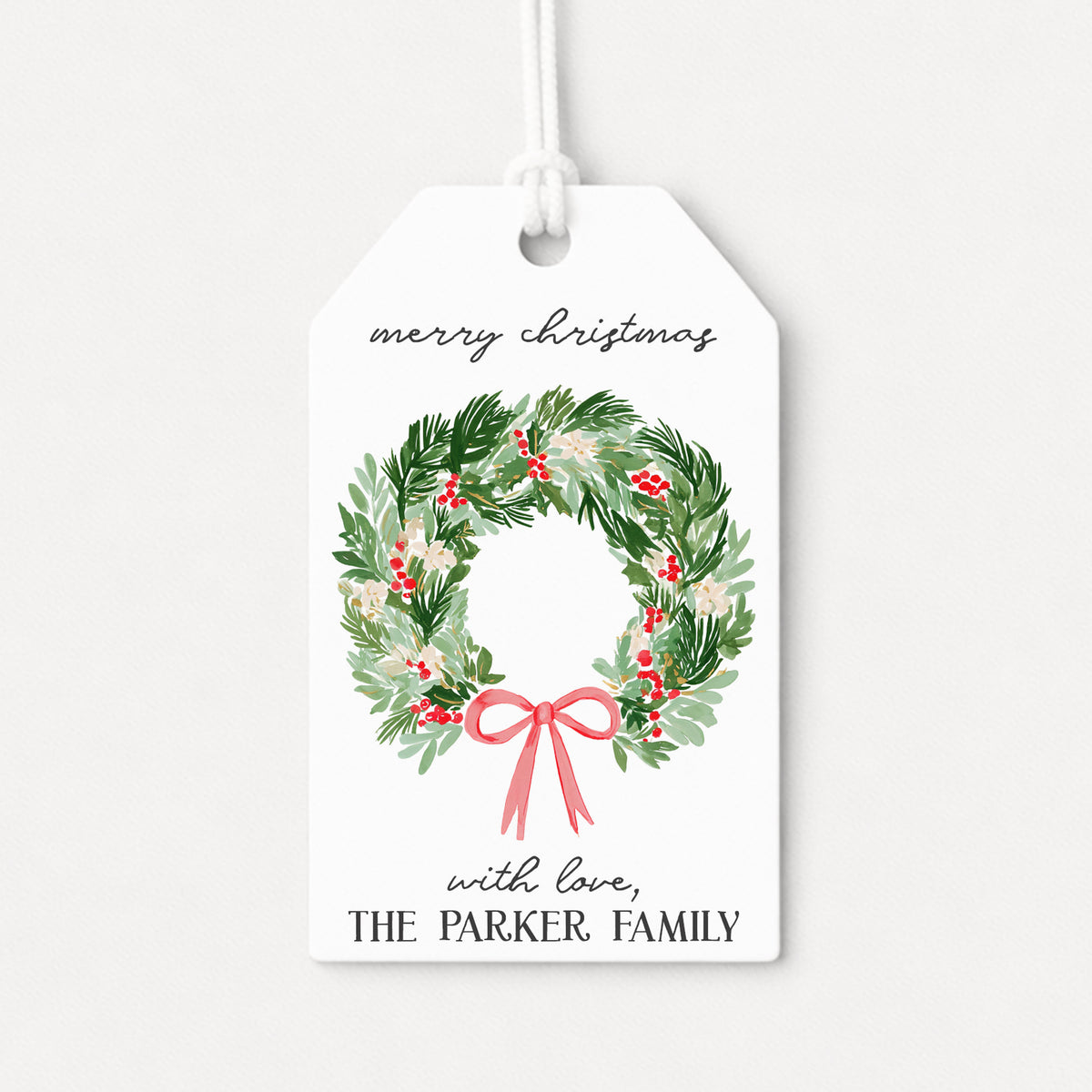 Whimsical Wreath Personalized Gift Tags • Christmas Holiday Gift Wrapping • Custom Family Name Tag • Gifts