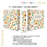 Yellow Flowers Personalized 2" 3 Ring Recipe Book Binder