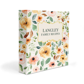 Yellow Flowers Personalized 2" 3 Ring Recipe Book Binder