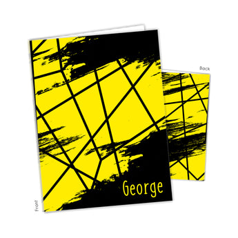 Black Yellow Abstract Personalized 2-Pocket Folder