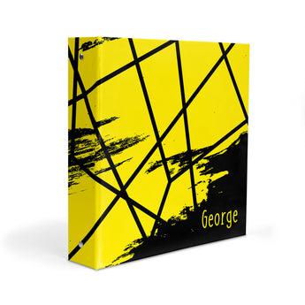 Yellow Black Abstract Personalized 2" 3 Ring Binder