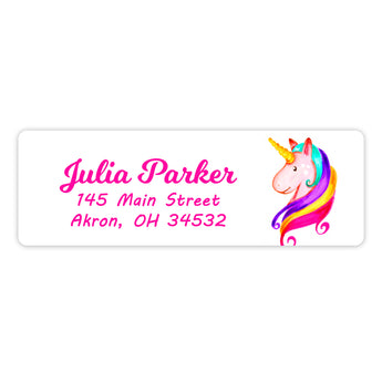 Rainbow Unicorn b Return Address Labels • Self Adhesive Stickers