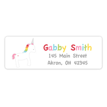 Rainbow Unicorn II Return Address Labels • Self Adhesive Stickers