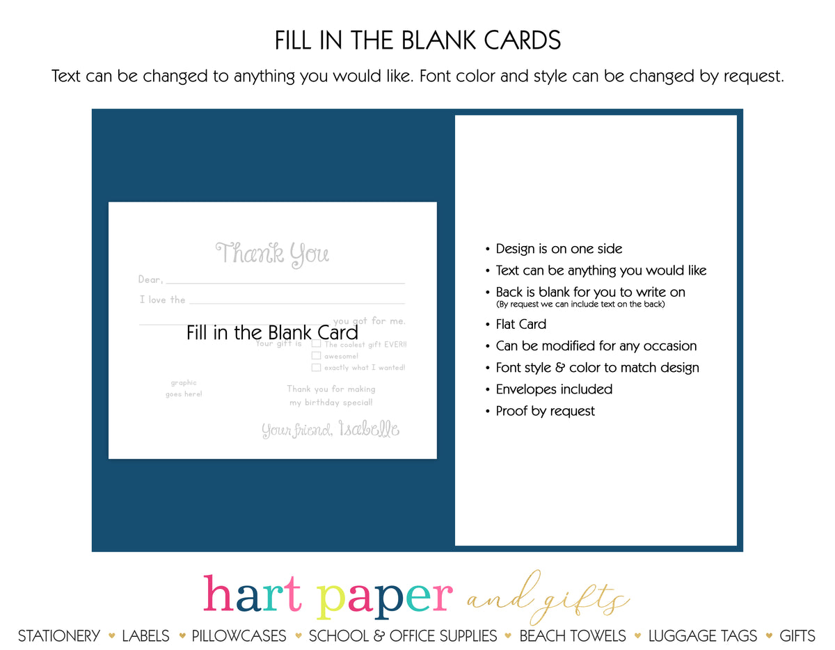 Fox Thank You Cards Note Card Stationery •  Fill In the Blank Stationery Thank You Cards - Everything Nice