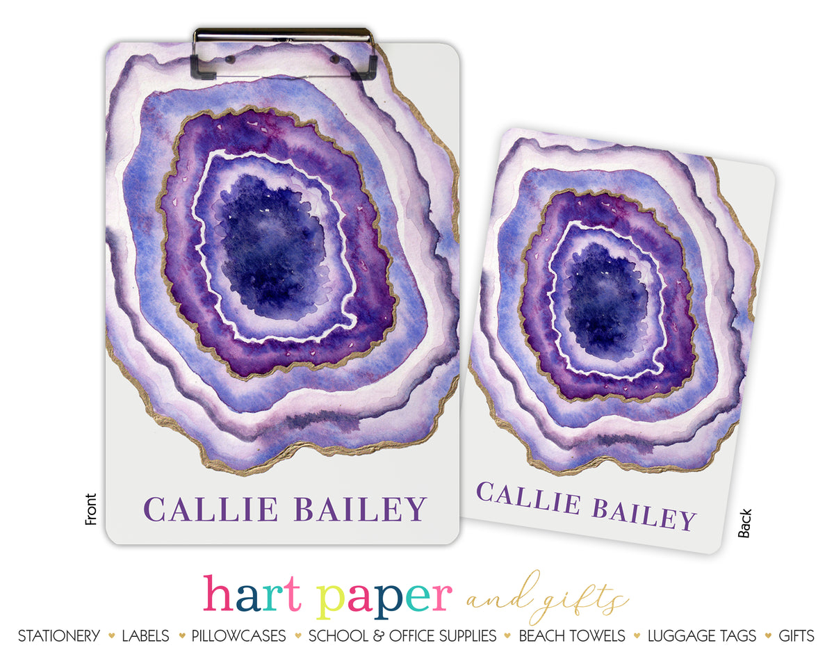 Purple Agate Geode Personalized Clipboard School & Office Supplies - Everything Nice