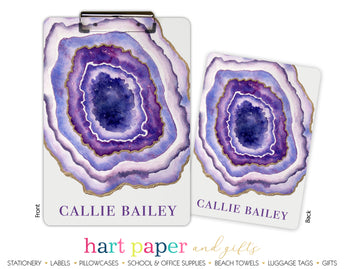 Purple Agate Geode Personalized Clipboard School & Office Supplies - Everything Nice