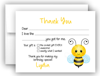 Bumble Bee Thank You Cards Note Card Stationery •  Fill In the Blank Stationery Thank You Cards - Everything Nice
