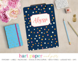 Navy Blue, Gold & Pink Polka Dot Personalized Clipboard School & Office Supplies - Everything Nice