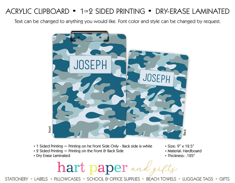 Camouflage Camo Personalized Clipboard School & Office Supplies - Everything Nice