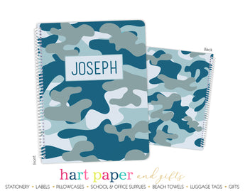 Blue Camouflage Camo Personalized Notebook or Sketchbook School & Office Supplies - Everything Nice