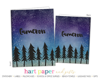 Trees Forest Galaxy Stars Sky Space Personalized 2-Pocket Folder School & Office Supplies - Everything Nice