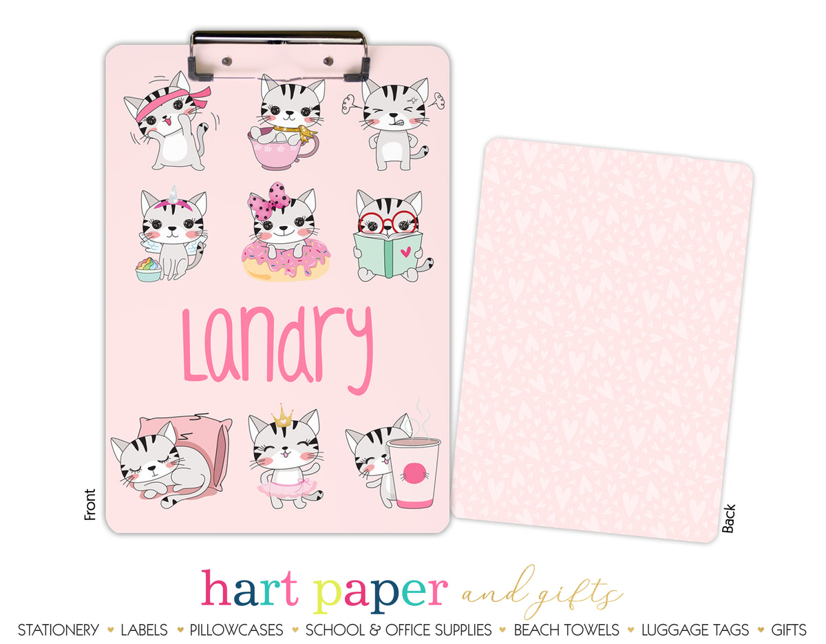 Cat Kitten Hearts Personalized Clipboard School & Office Supplies - Everything Nice
