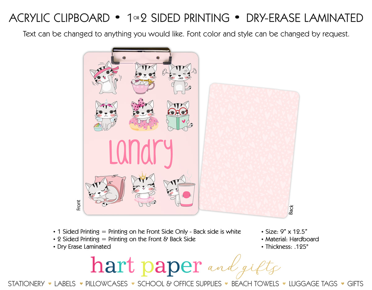 Cat Kitten Hearts Personalized Clipboard School & Office Supplies - Everything Nice