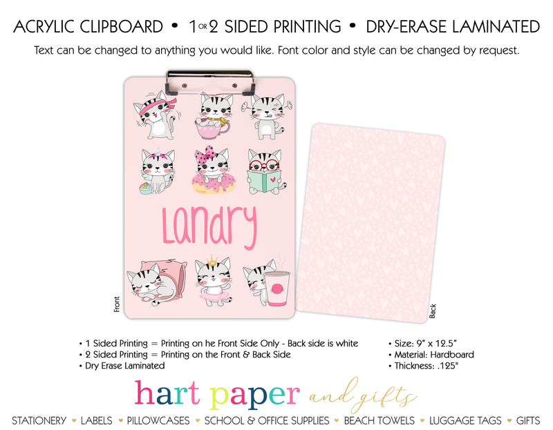 Cat Kitten Hearts Personalized Clipboard School & Office Supplies - Everything Nice