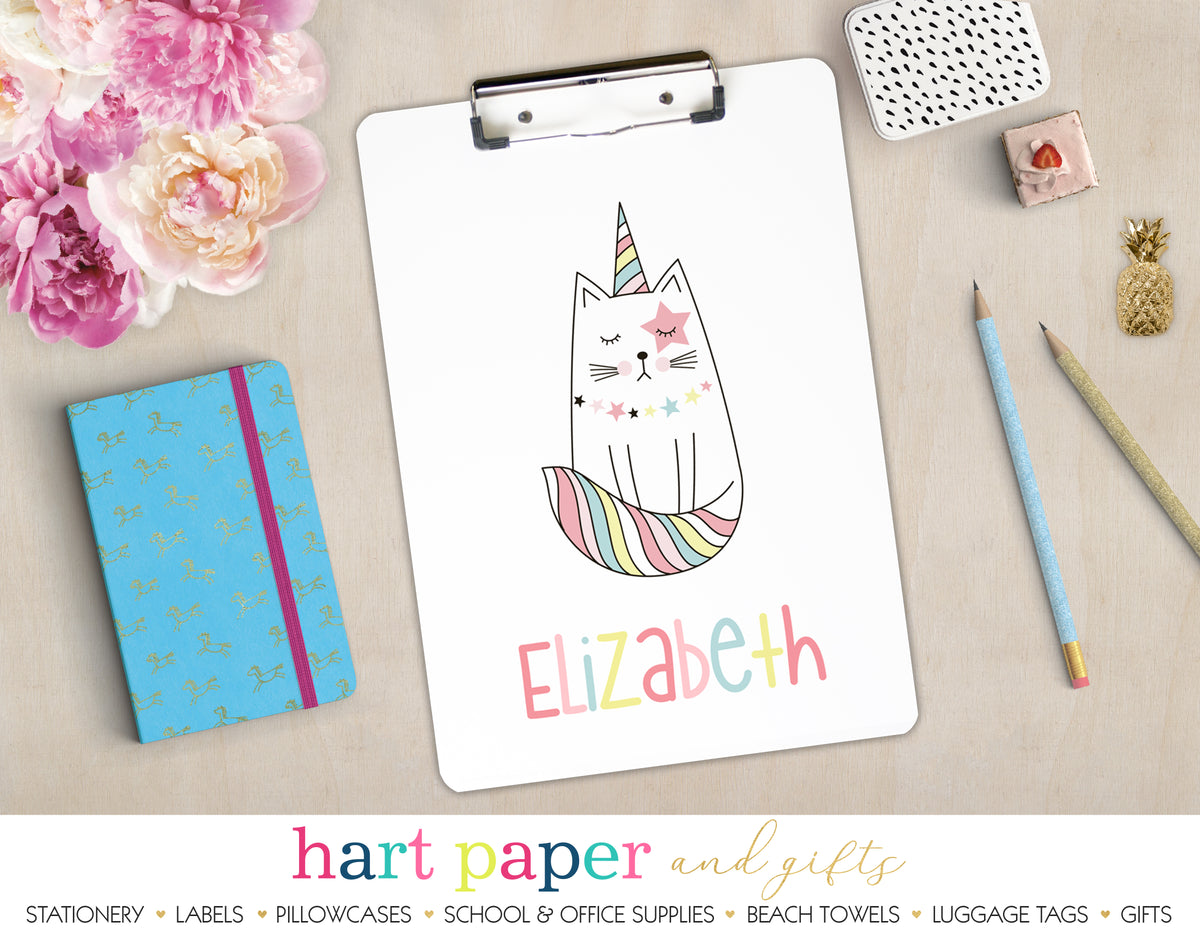 Caticorn Cat Unicorn Rainbow Personalized Clipboard School & Office Supplies - Everything Nice