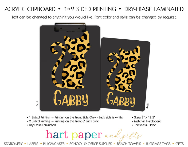 Cheetah Cat Personalized Clipboard School & Office Supplies - Everything Nice