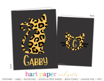 Cheetah Print Cat Personalized 2-Pocket Folder School & Office Supplies - Everything Nice