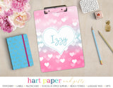 Teal Pink Hearts Personalized Clipboard School & Office Supplies - Everything Nice