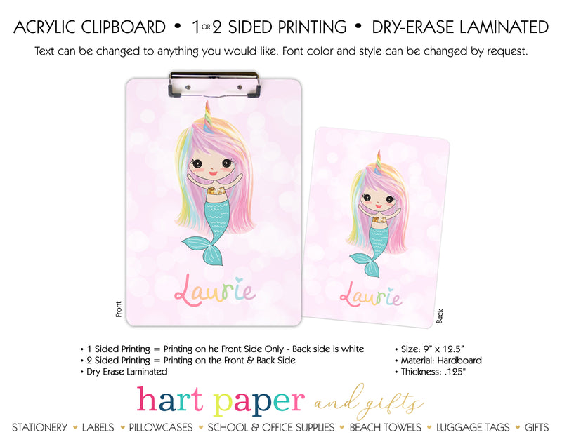 Rainbow Mermaid d Personalized Clipboard School & Office Supplies - Everything Nice