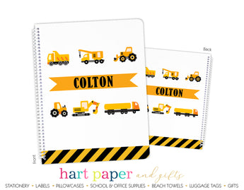 Construction Trucks Personalized Notebook or Sketchbook School & Office Supplies - Everything Nice