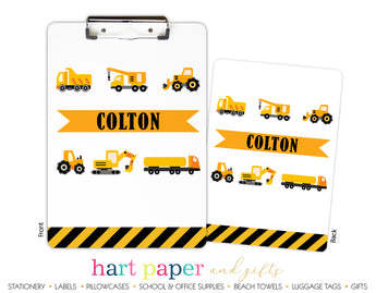 Construction Trucks Personalized Clipboard School & Office Supplies - Everything Nice