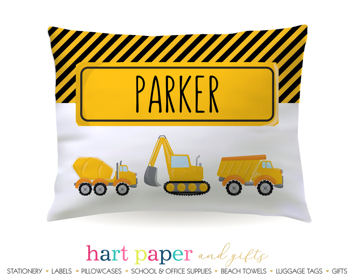 Construction Trucks Personalized Pillowcase Pillowcases - Everything Nice
