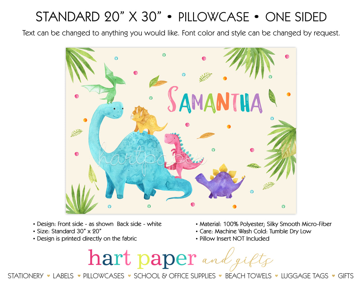 Dinosaur Dino Personalized Pillowcase Pillowcases - Everything Nice