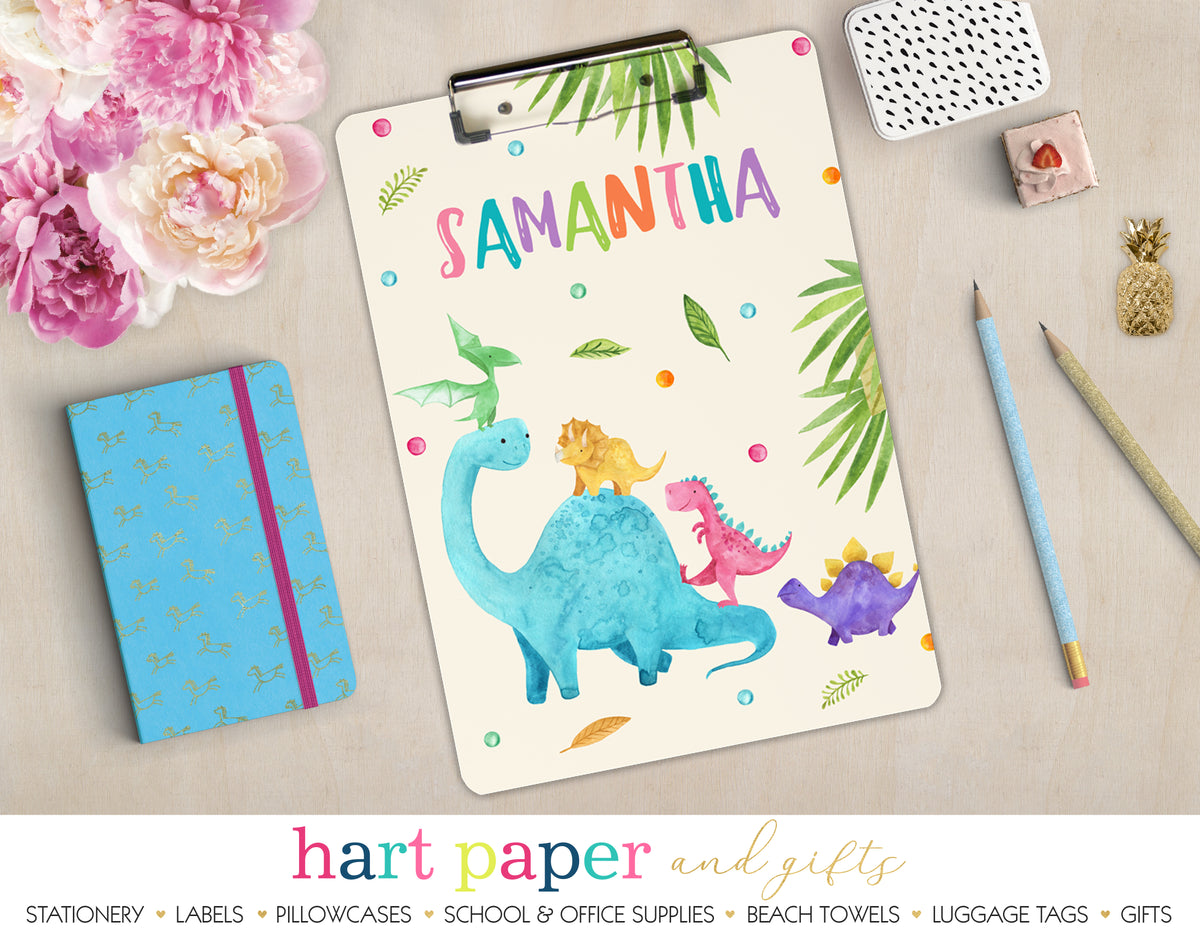 Girly Dinosaur Personalized Clipboard School & Office Supplies - Everything Nice