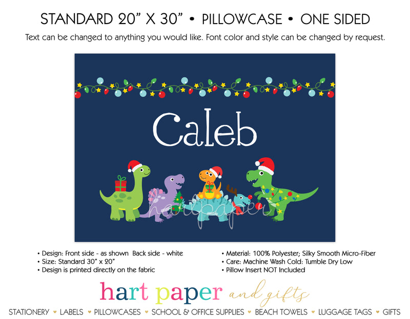 Christmas Dinosaur Dino Personalized Pillowcase Pillowcases - Everything Nice