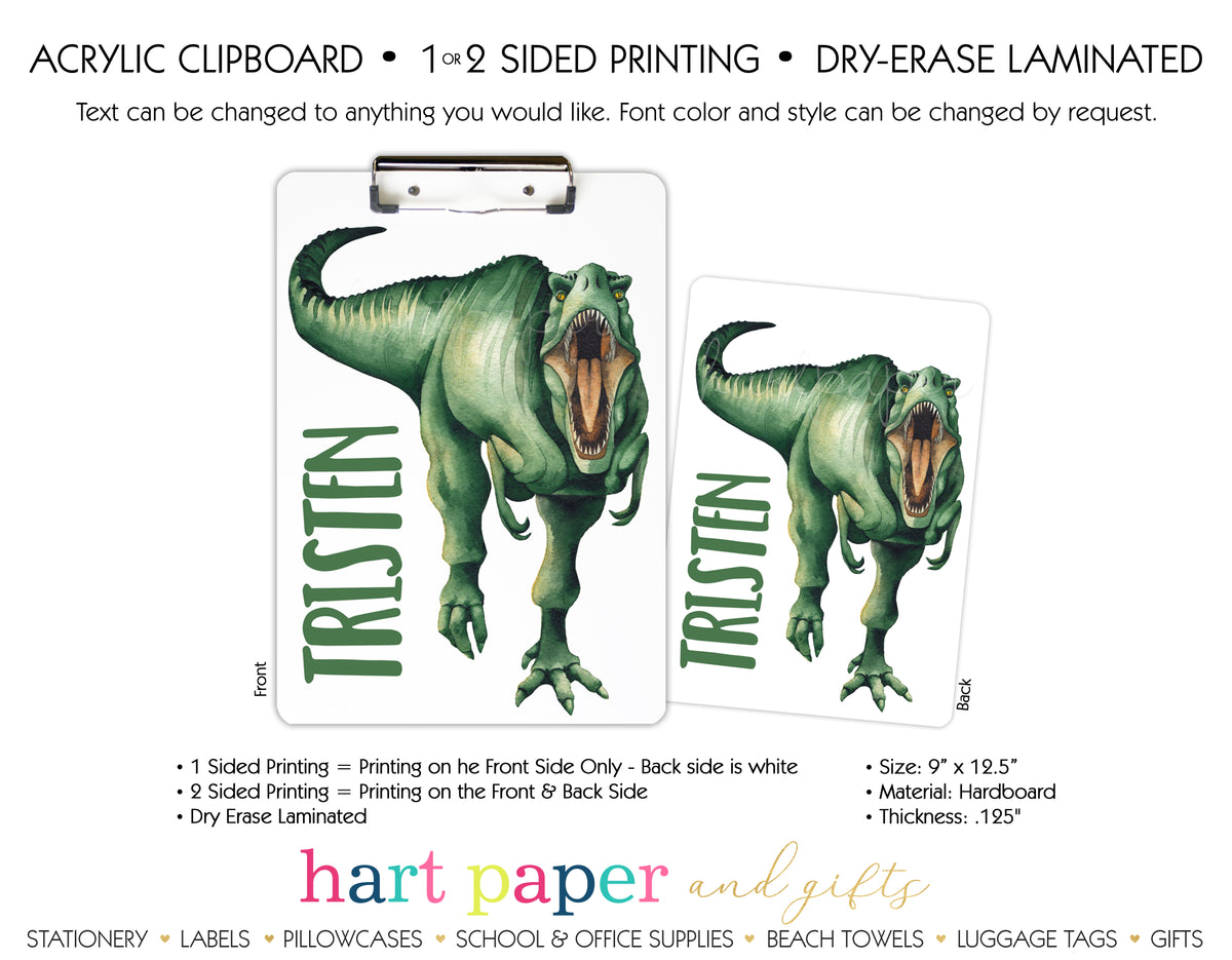 T-Rex Dinosaur Personalized Clipboard School & Office Supplies - Everything Nice