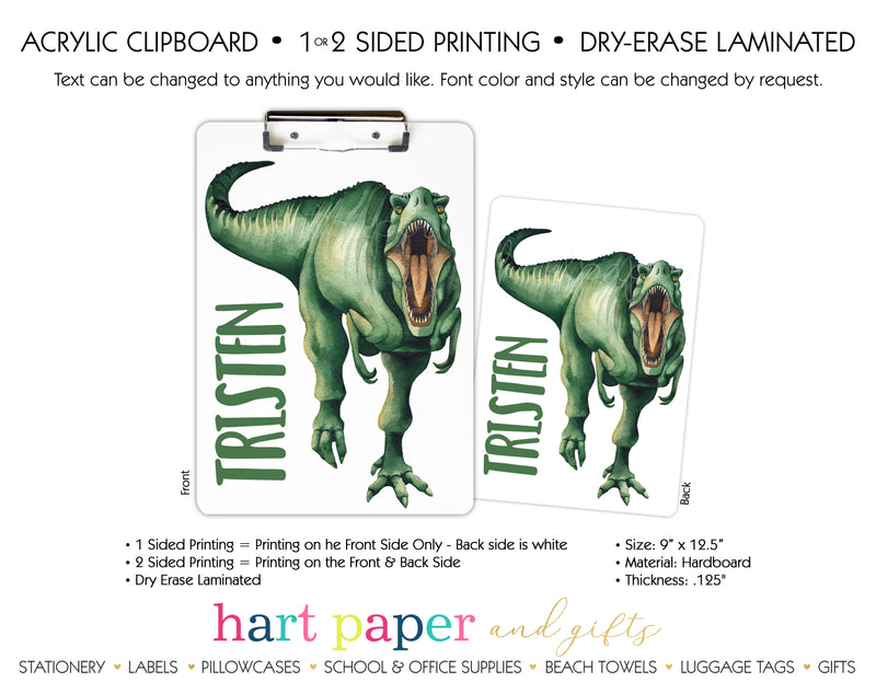 T-Rex Dinosaur Personalized Clipboard School & Office Supplies - Everything Nice