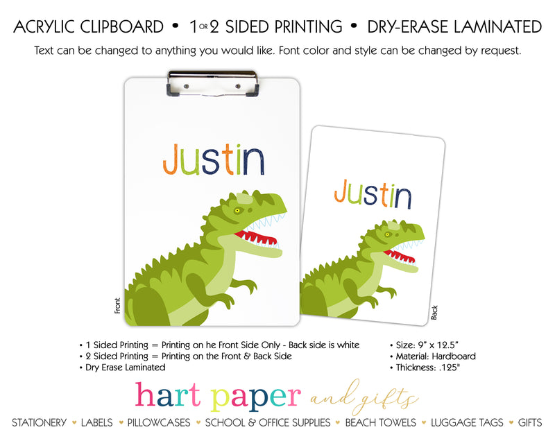 T-Rex Dinosaur Personalized Clipboard School & Office Supplies - Everything Nice