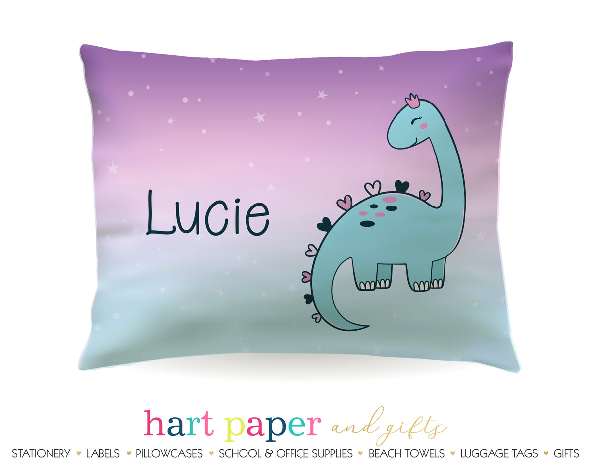 Girly Dinosaur Dino Personalized Pillowcase Pillowcases - Everything Nice