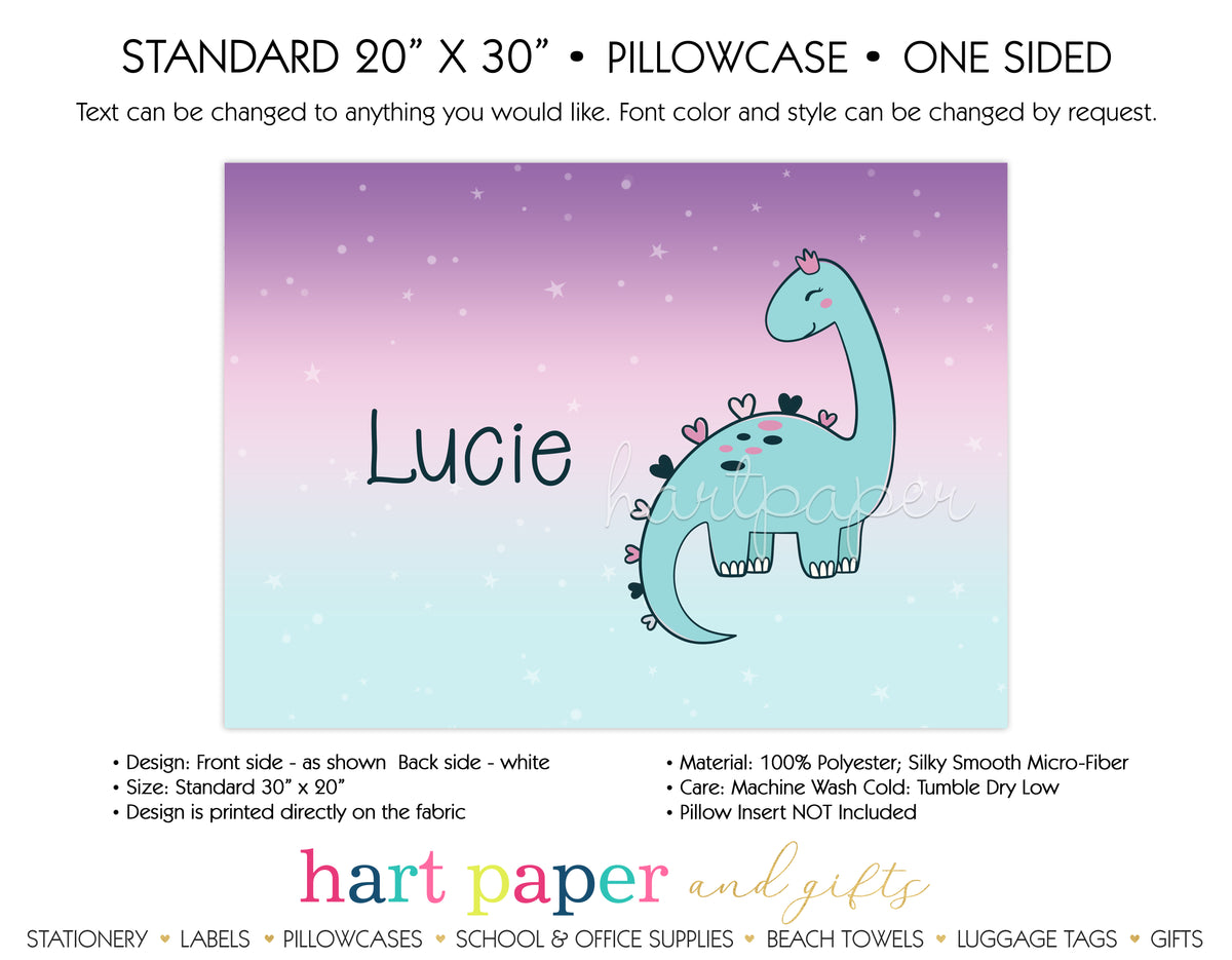Girly Dinosaur Dino Personalized Pillowcase Pillowcases - Everything Nice