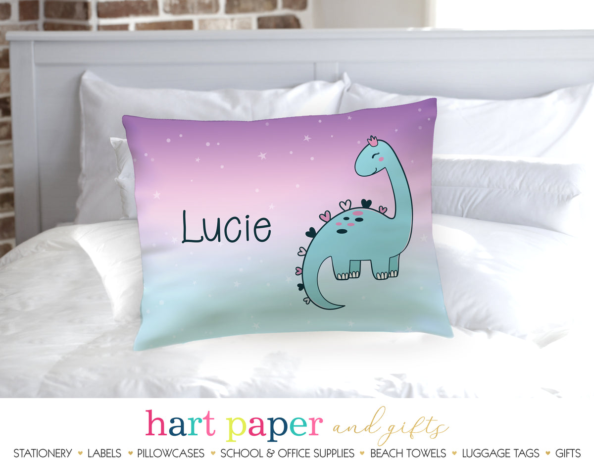 Girly Dinosaur Dino Personalized Pillowcase Pillowcases - Everything Nice