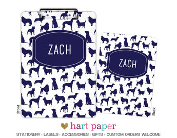 Dog Puppy Navy Blue Personalized Clipboard School & Office Supplies - Everything Nice