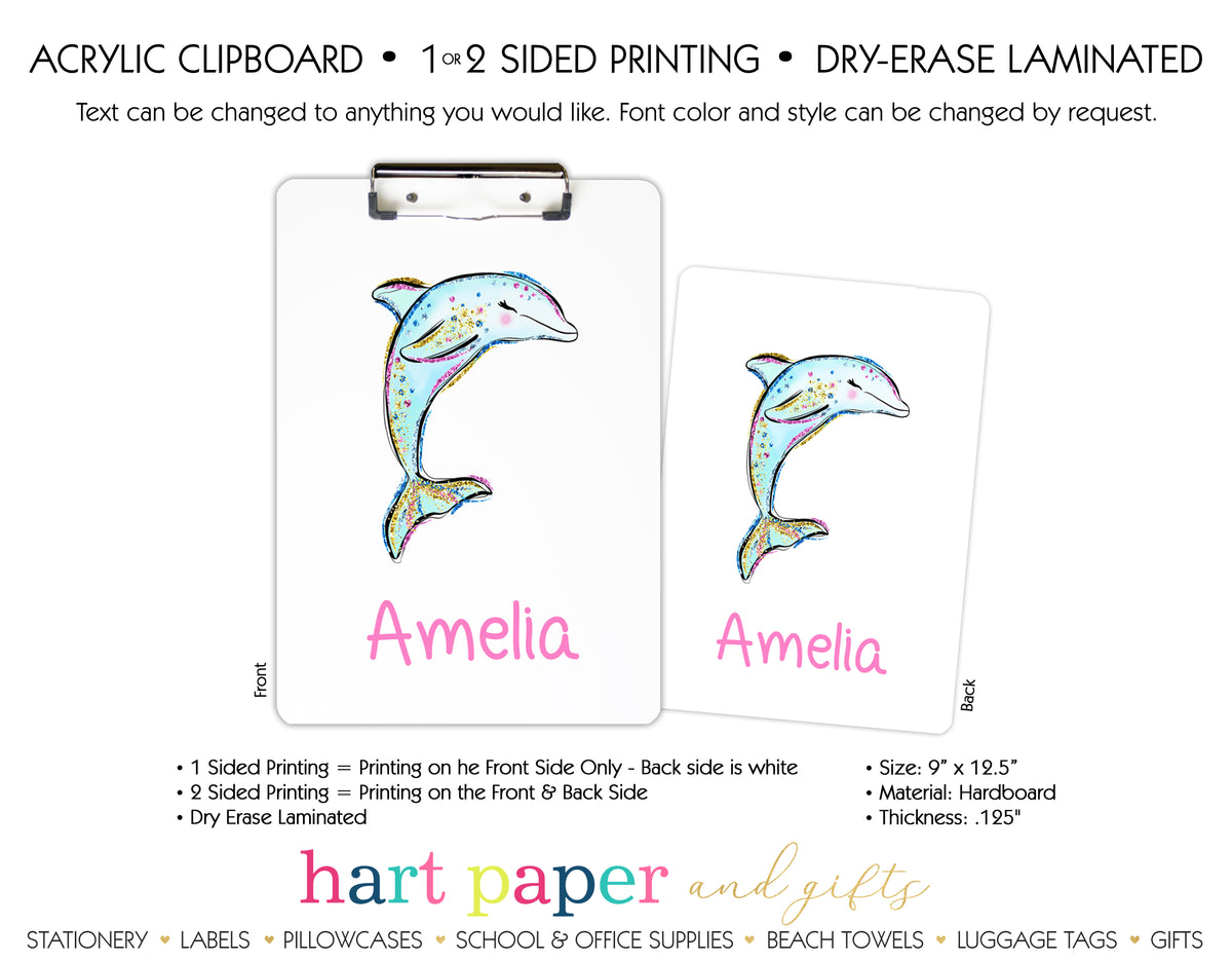Dolphin Personalized Clipboard School & Office Supplies - Everything Nice