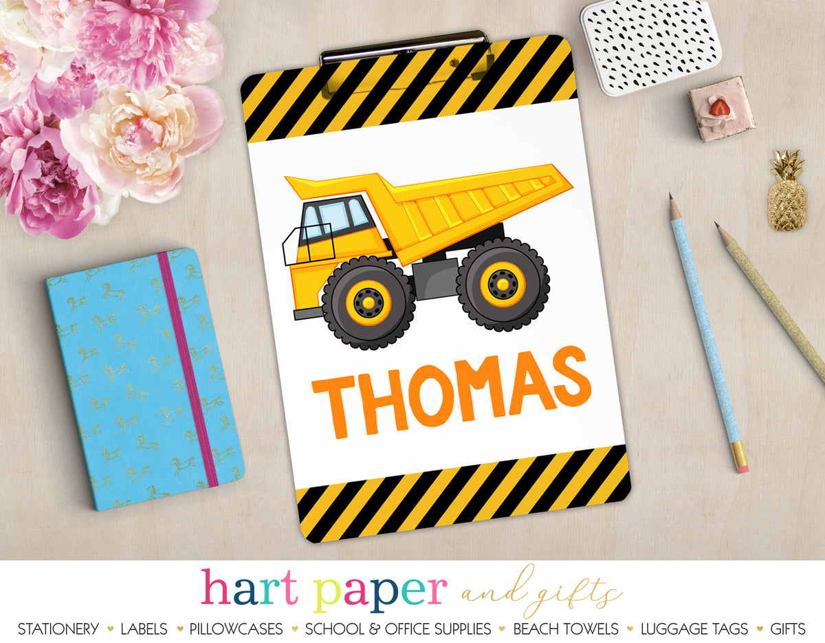 Dump Truck Personalized Clipboard School & Office Supplies - Everything Nice