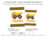 Dump Truck Personalized 2-Pocket Folder School & Office Supplies - Everything Nice
